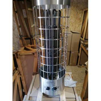 Электрокаменка ЭКМ 6 кВт «Комфорт LUX Плюс " со встроенным терморегулятором и таймером  (нержавеющая сталь)